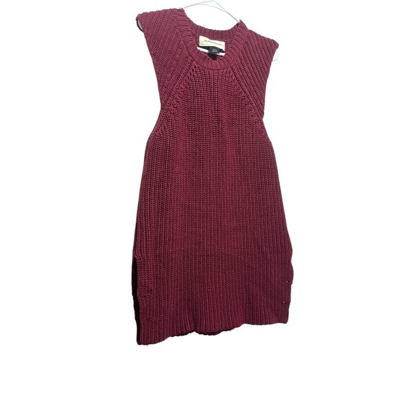 By Malene Birger Chunky Knit Linen Long Vest Womens Small Red Preppy Fisherman - Picture 14 of 16